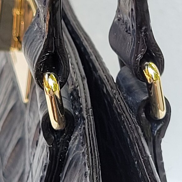 Kate Spade New York Orchard Valley Croc Kelsey Black Leather Tote Bag With Gold - Picture 10 of 16